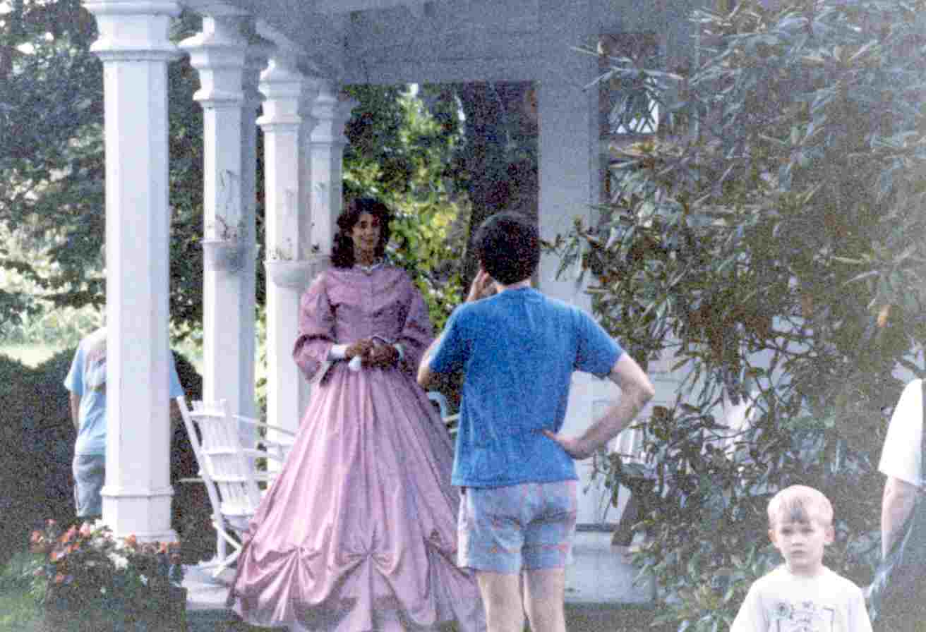 Docent Greets Visitors on the Front Porch, 1991